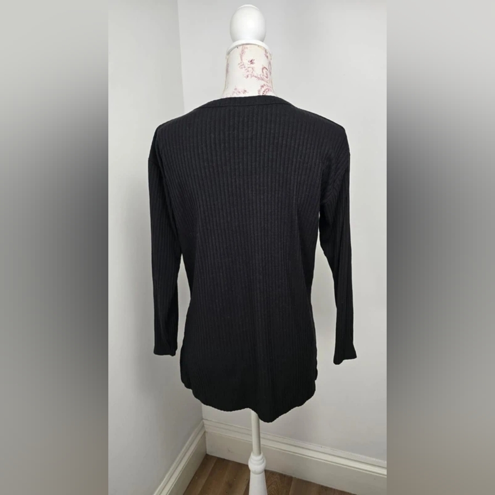 Women's Black Ribbed Top - Picture 3 of 4